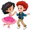 Бесплатное векторное изображение Пара детей разных рас танцует вместе